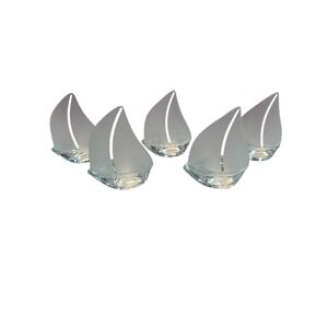 Kate Aspen frosted glass sailboat tealight candle holder -4"  tall ‎ Bundle Of 5